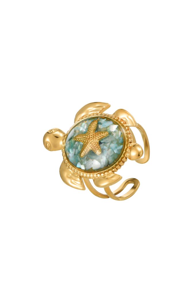 Weiteres Produktfoto 2: Turtle Summer – Ring mit Schildkrötenmotiv in Goldoptik