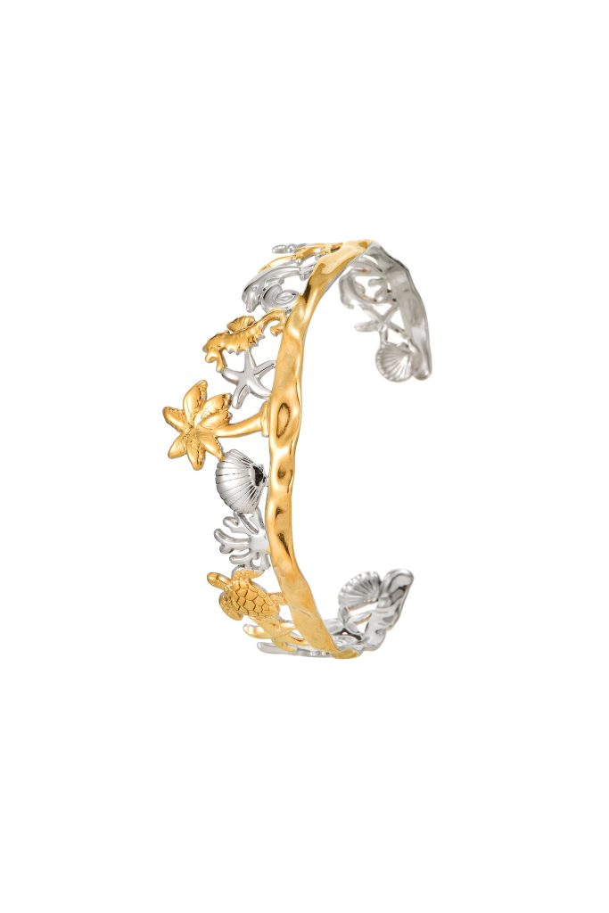 Weiteres Produktfoto 2: Tropical – Armband mit Muschel- und Seesternmotiv in Goldoptik