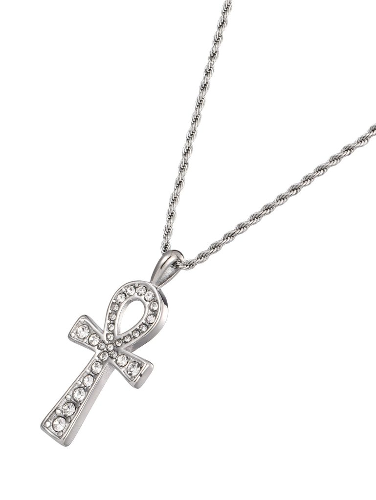 Glittering Ankh – Halskette mit Ankh-Symbol in Silberoptik – weitere Ansicht