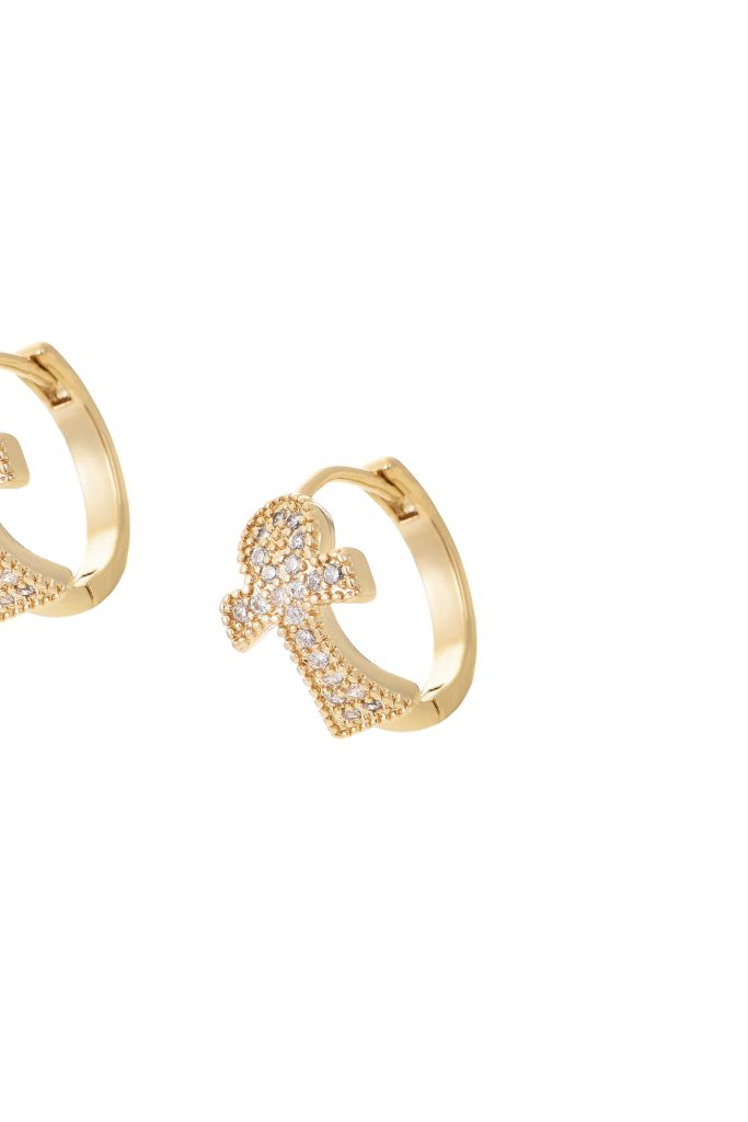 Glittering Ankh – Creolen mit Ankh- und Kreuzmotiv – weitere Ansicht