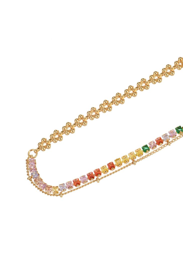 Alex Colorful – mehrlagiges Armband mit bunten Zirkonia – weitere Ansicht