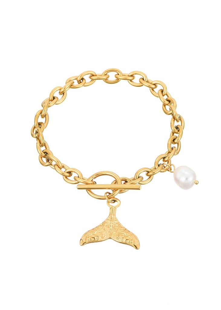 Weiteres Produktfoto 2: Mermaid Whale Tale Pearl – Armband mit Perlenoptik in Silberoptik