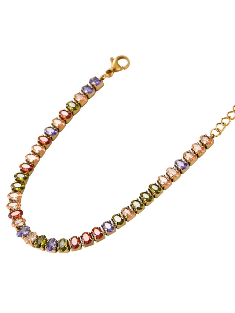 Weiteres Produktfoto 2: Abel – farbenfrohes Armband mit Natursteinakzenten in Goldoptik