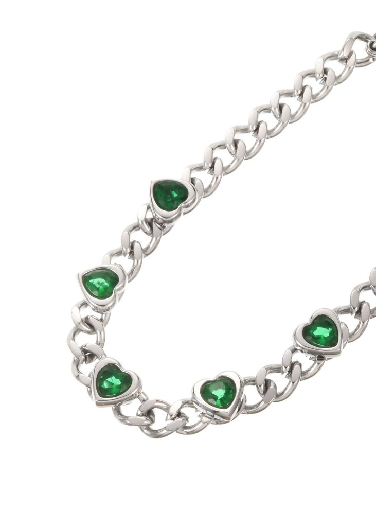 Weiteres Produktfoto 2: Sabino Green Love – Kettenarmband mit grünem Zirkonia in Silberoptik