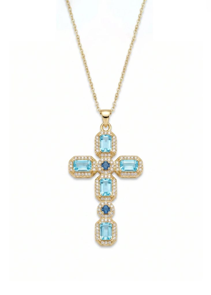Scarlett Blue Golden Cross Necklace product photo
