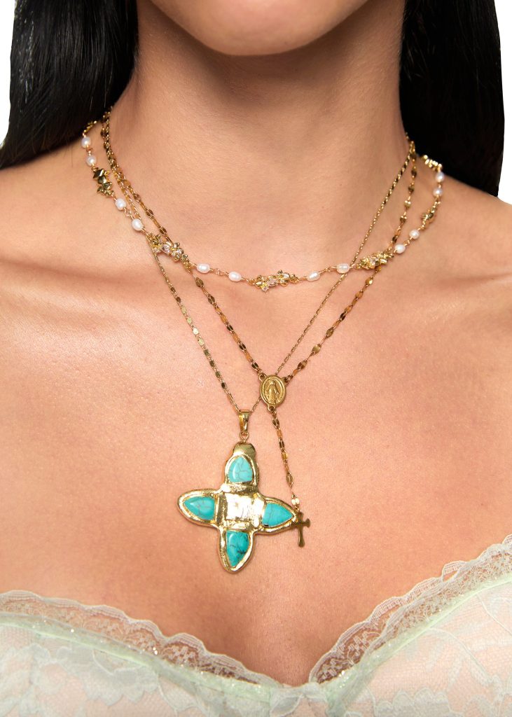 Laurent Pearl Golden Necklace — alternate view