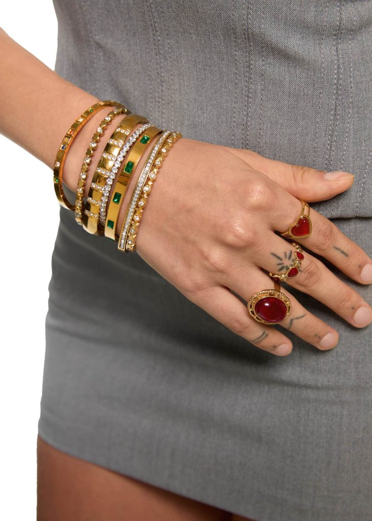 Weiteres Produktfoto 2: Delilah Green Stones – Armband mit grünen Zirkonia in Goldoptik