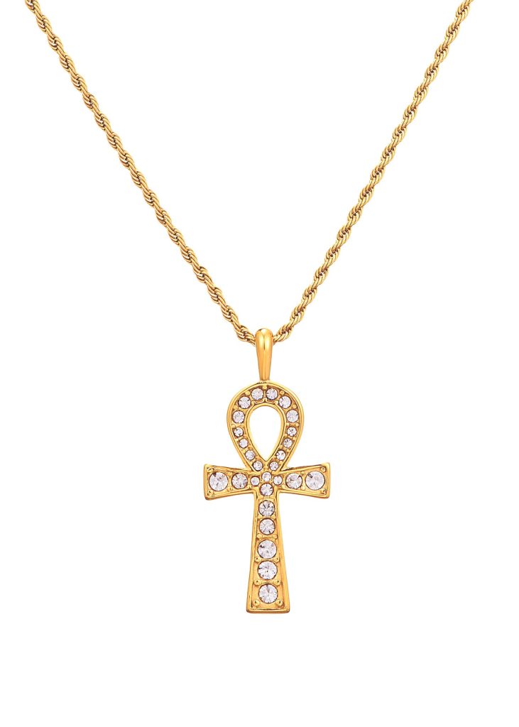 Weiteres Produktfoto 2: Glittering Ankh – Halskette mit Ankh-Symbol in Silberoptik