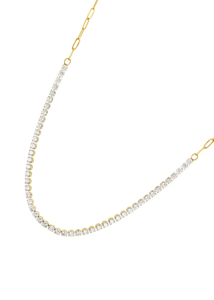 Glittering Tennis – Halskette mit Zirkonia-Besatz – weitere Ansicht
