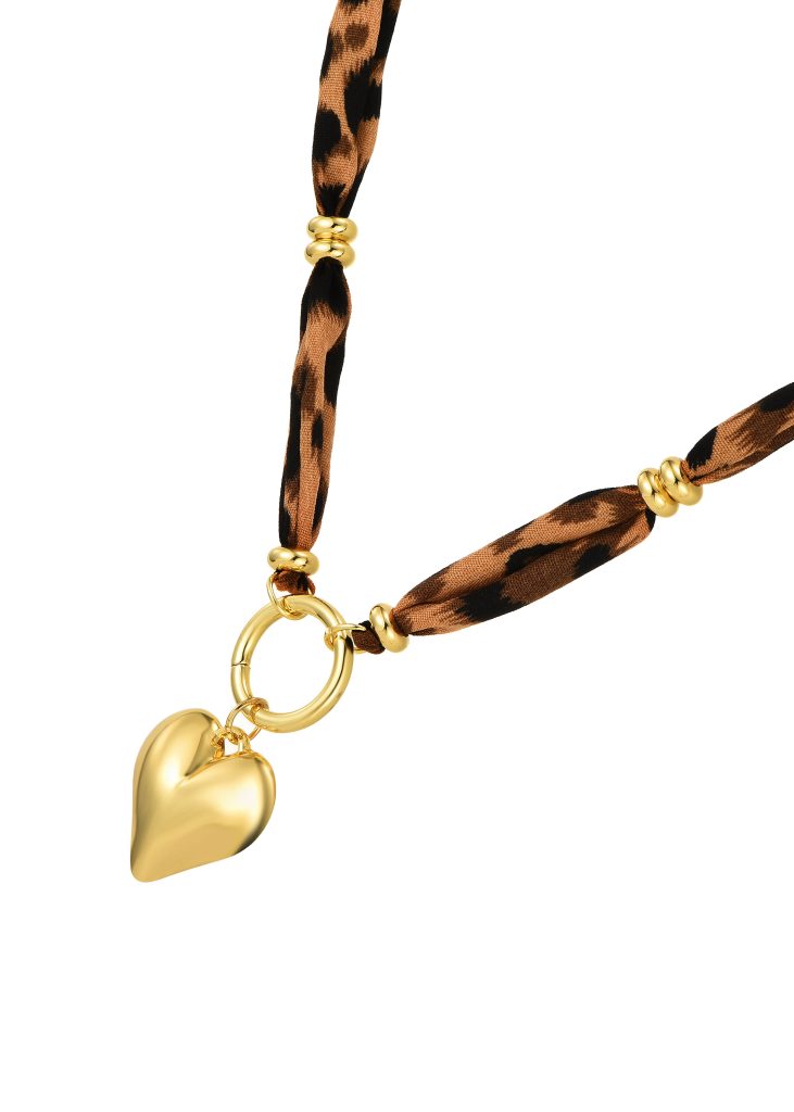 Weiteres Produktfoto 2: Dominique Leopard – Halskette mit Herzmotiv und Leopardenmuster in Goldoptik