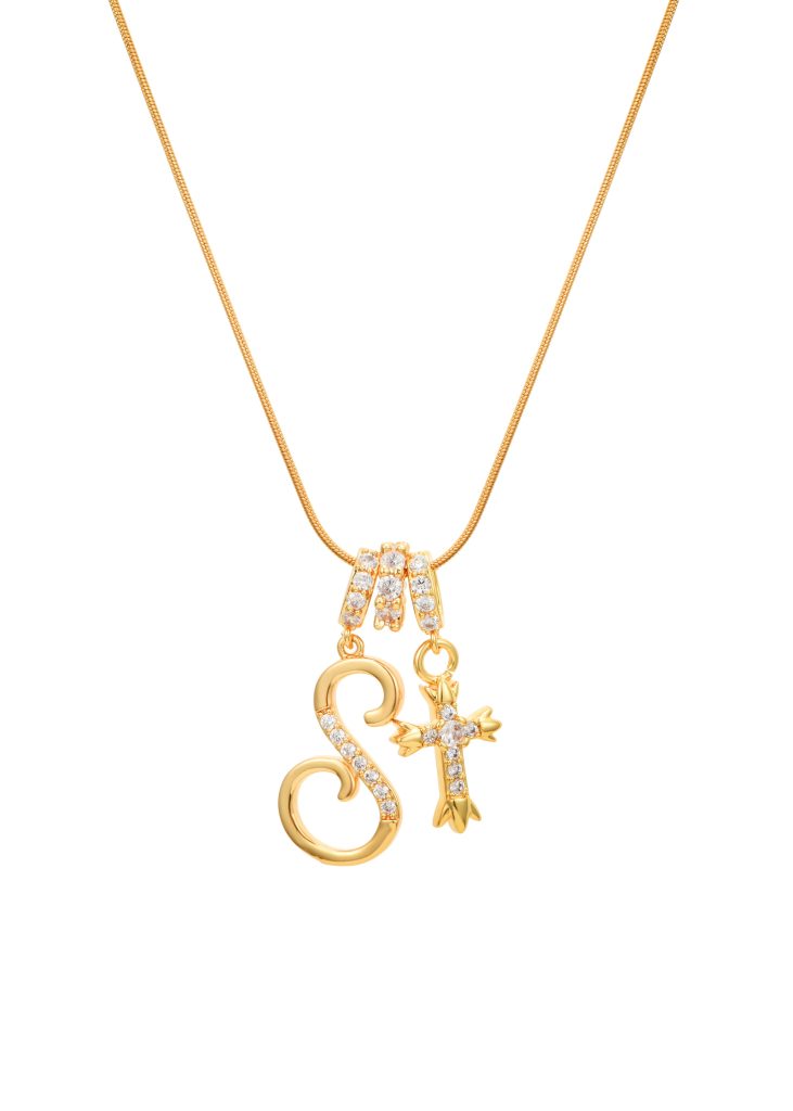 Cross Alphabets Golden Necklace product photo