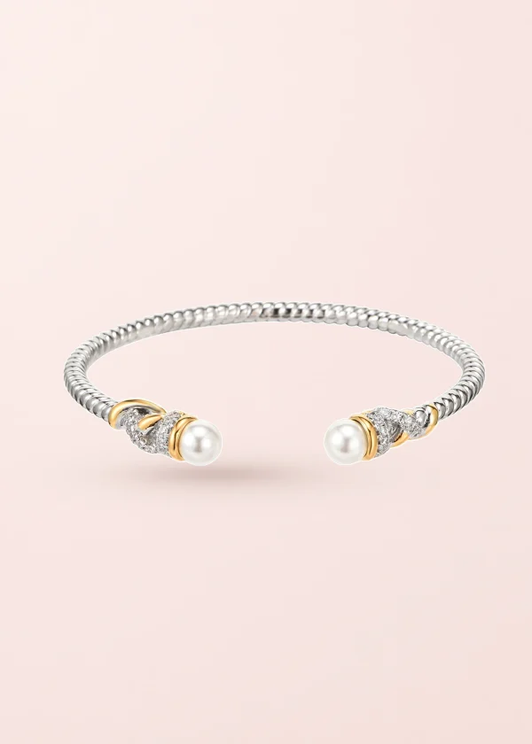 Charlotte Vintage Silver Pearl Bracelet