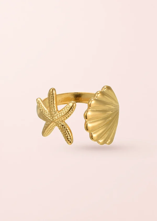 Todd – Ring mit Muschel- und Seesternmotiv in Goldoptik