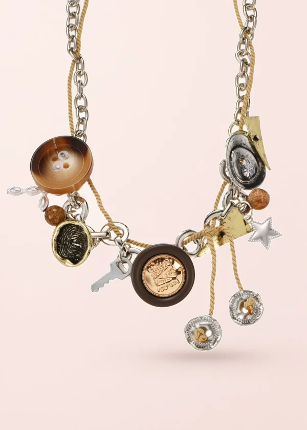 Billy Buttons – Halskette mit Perlendetails in Silberoptik