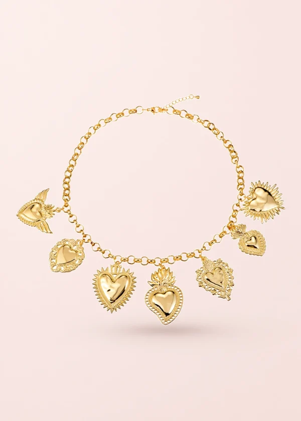 Sacre Coeur Ardent Heart Golden Necklace