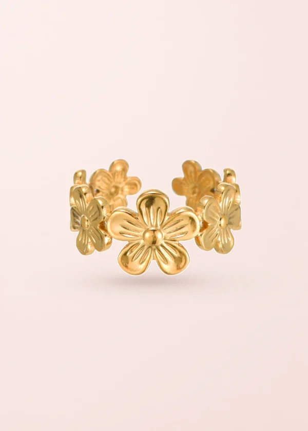 Jungle Flower – Ring mit Blumenmotiv in Goldoptik