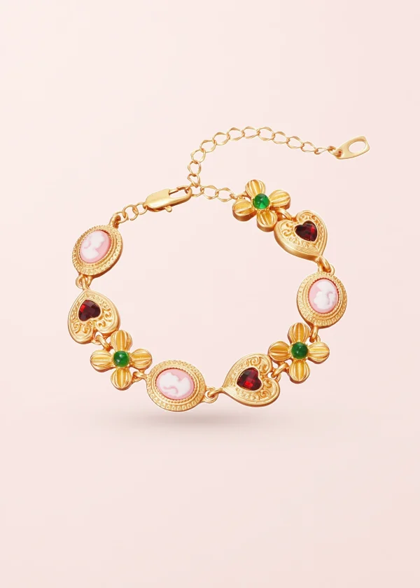 Sebastina Vintage – Armband mit Herz- und Blumenmotiven