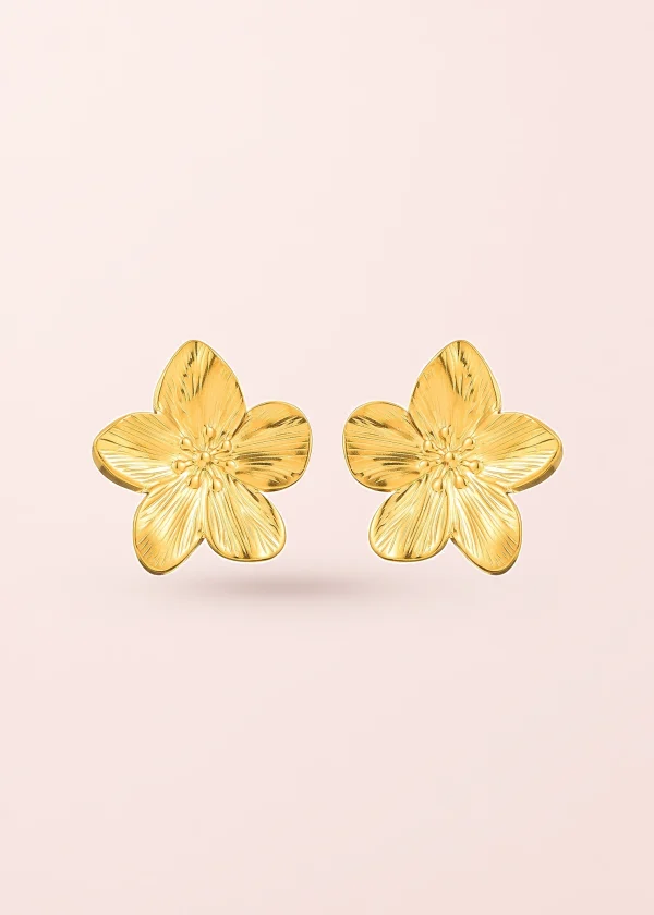 Jungle Flower Siesta – Blumenohrringe in Goldoptik