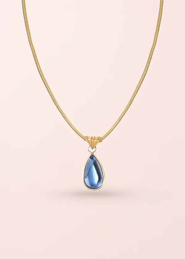 Rosalia Blue Stone Waterdrop – Halskette mit blauem Tropfenmotiv in Goldoptik