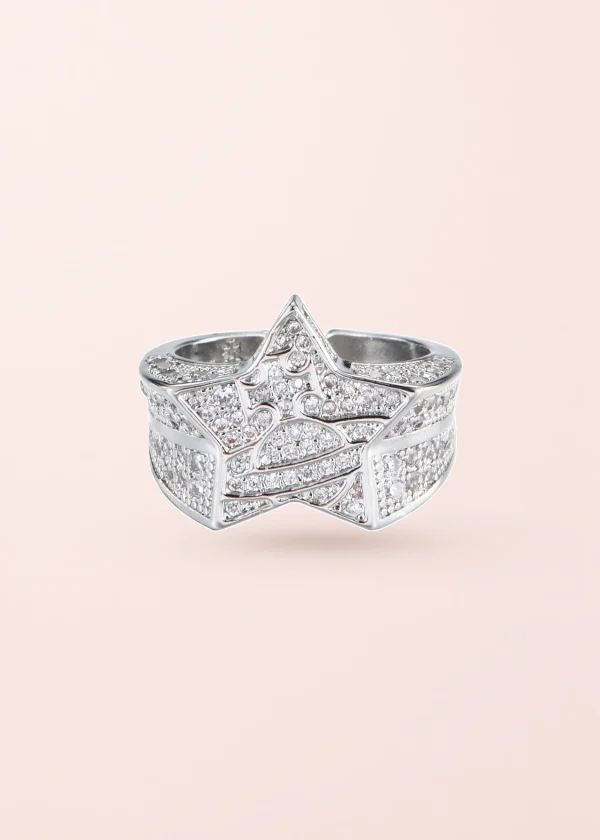 Star Universe – glitzernder Sternring in Silberoptik