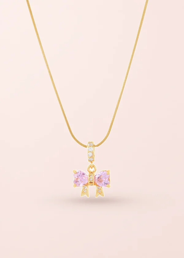 Marvis Pink Bow – Halskette mit rosa Schleifenmotiv in Goldoptik