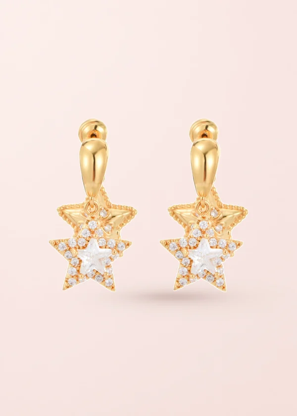 Double Star – Ohrringe mit Sternmotiv in Goldoptik