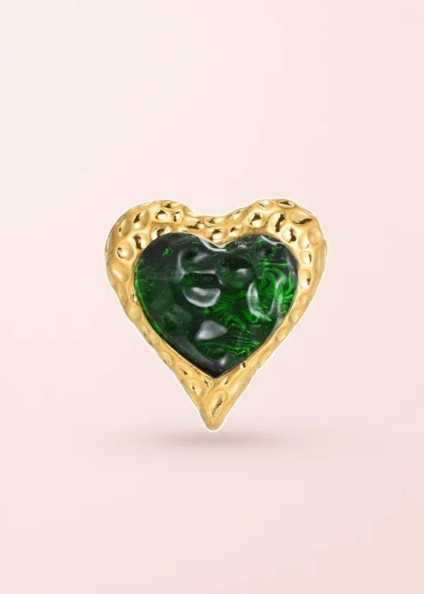 Adam Love In All Shape – Ring mit grünem Herzmotiv