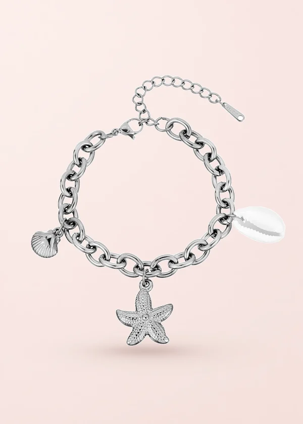 Natalie – Armband mit Seestern- und Muschelmotiven in Silberoptik