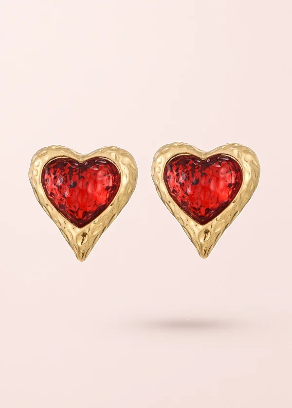 Adam Love In All Shape – Ohrringe mit rotem Herzmotiv
