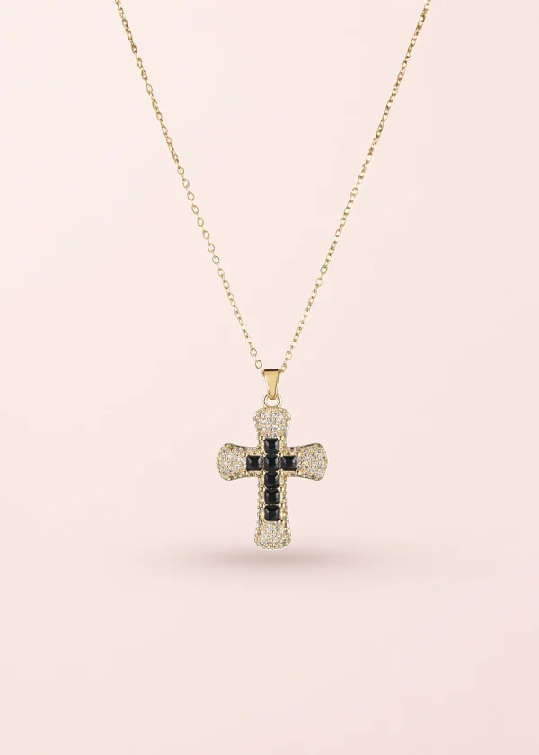 Fabrice Black Cross Necklace
