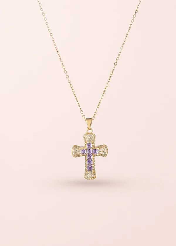 Fabrice Violette Cross Necklace