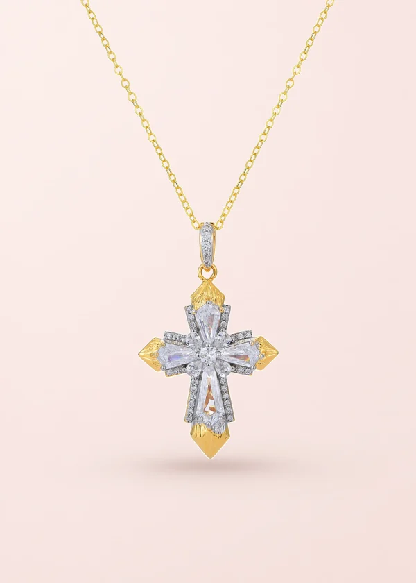 Mavis Crystal Golden Cross Necklace