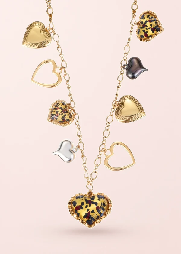 Leo Leopard Heart Long Chain Golden Necklace