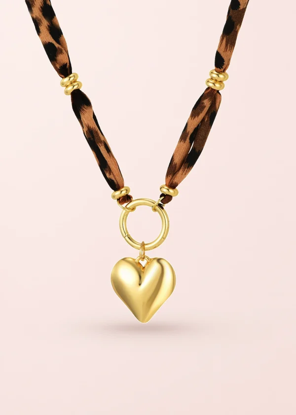 Dominique Leopard Golden Necklace - Heart