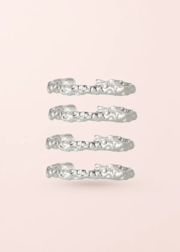 Quatre Slim – schmales Ring-Set in Silberoptik
