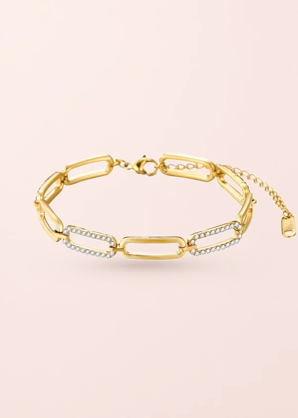 Carmen – glitzerndes Armband mit Natursteinakzenten in Goldoptik