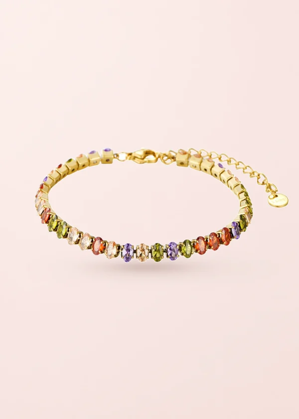 Abel – farbenfrohes Armband mit Natursteinakzenten in Goldoptik