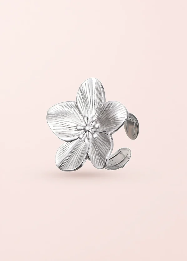 Jungle Flower Siesta – Ring mit Blumenmotiv in Silberoptik