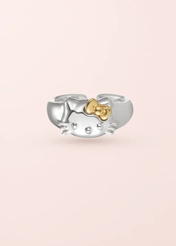Kitty – Ring mit Schleifen- und Katzenmotiv in Goldoptik
