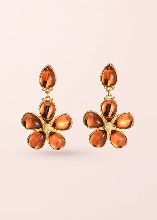 Orange Flower Vintage – Blumenohrringe in Orange