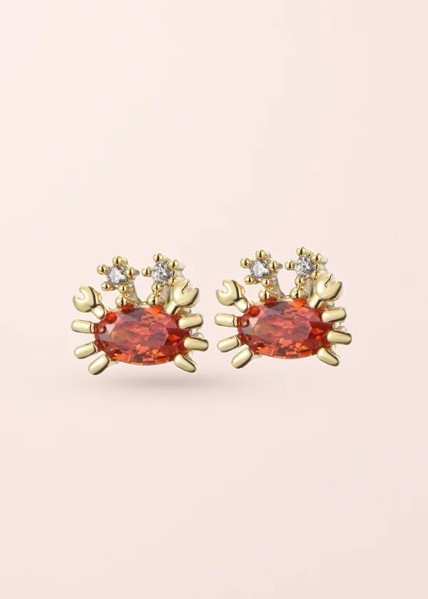 Glittering Petit – orangefarbene Krabben-Ohrstecker