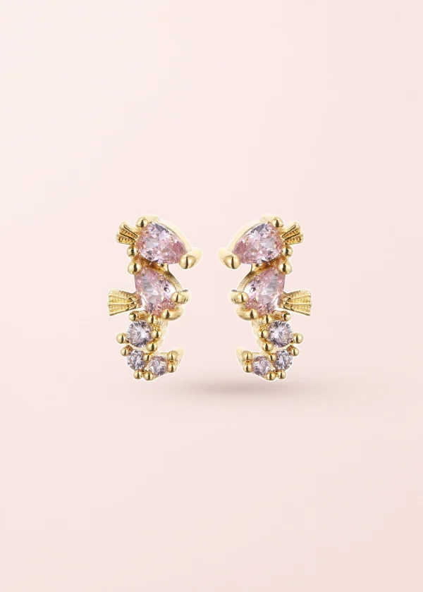 Glittering Petit – rosa Seepferdchen-Ohrstecker