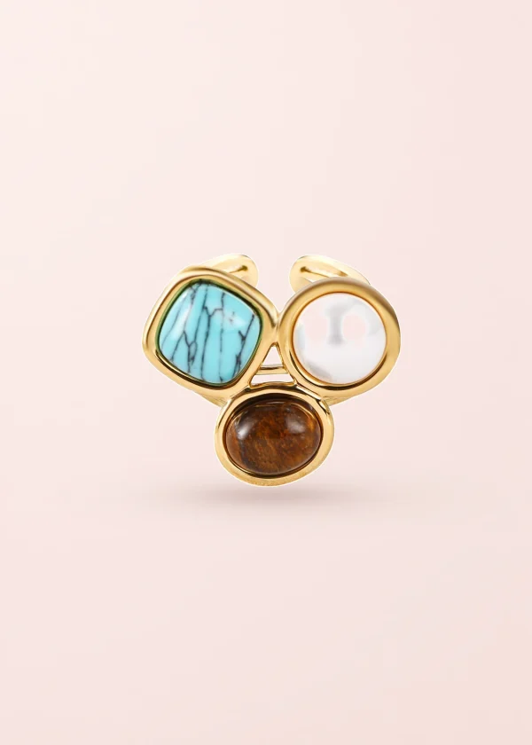 Theo Trio Energy Stones – Ring II mit Kristallen in Goldoptik