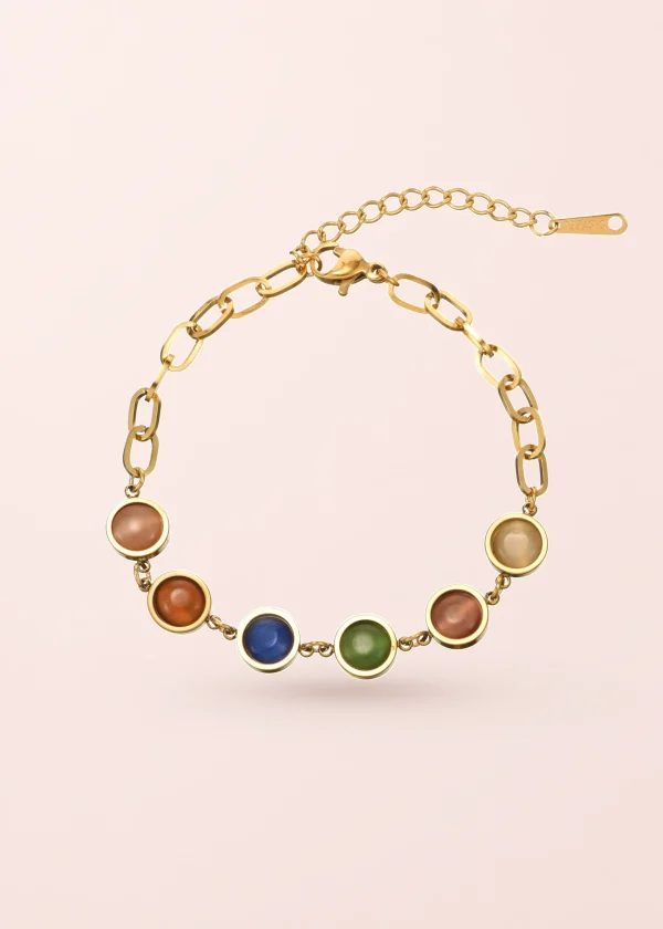 Antonella – Armband mit bunten Zirkonia in Goldoptik