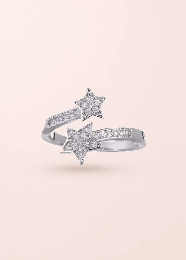 Double Star Zircon – verstellbarer Ring mit zwei Sternen