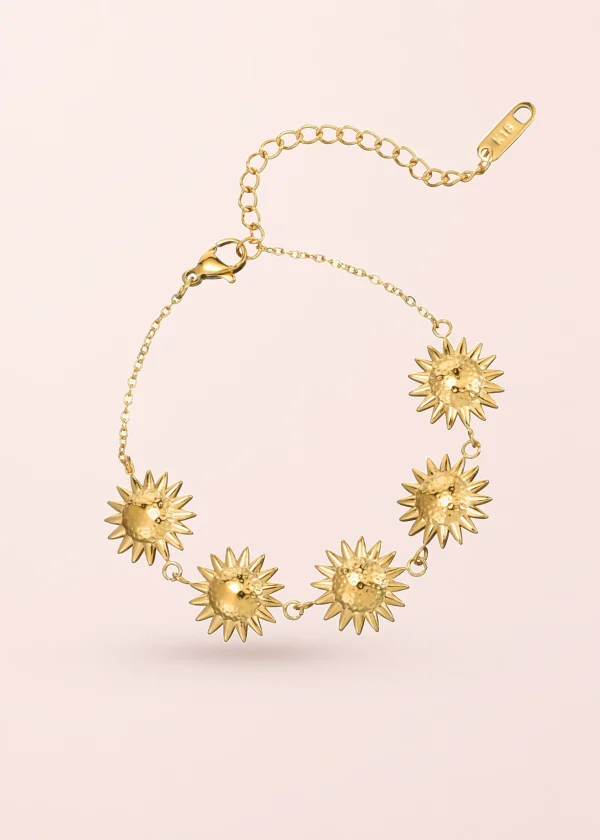 Suzy Sunflowers – Armband mit Sonnenblumen in Goldoptik