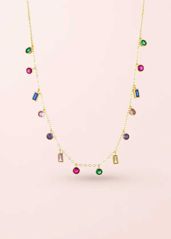 Dixie Colorful Crystal – Halskette mit bunten Zirkonia in Goldoptik