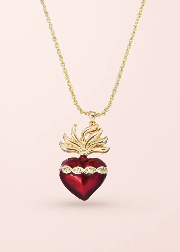 Sacre Coeur Ardent Heart Pendant Necklace
