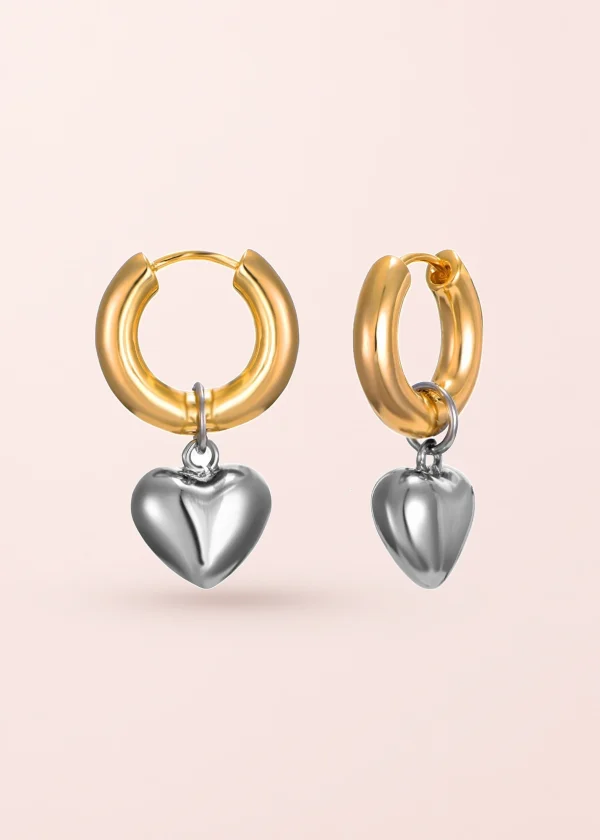 Selena Silver Love – Ohrringe mit Herzmotiv in Goldoptik