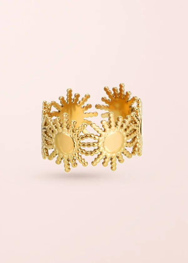 Soleil Sun – verstellbarer Ring mit Sonnenmotiv in Goldoptik